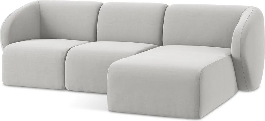 Svetlosivá zamatová rohová pohovka (pravý roh/s leňoškou) Lani – Makamii