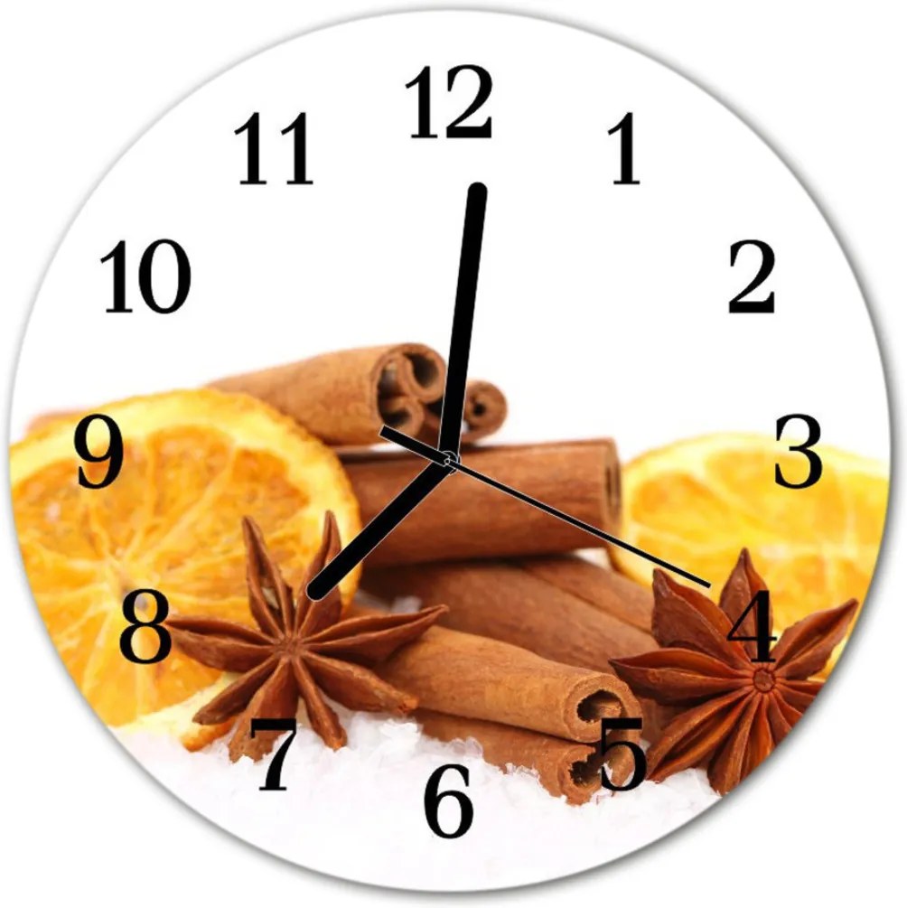 Skleněné hodiny kulaté Vanilkový citron