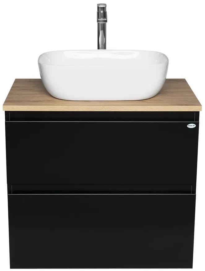 Aqualine Aqualine, ALTAIR skrinka s doskou 68 cm, čierna mat/dub emporio, AI670-01