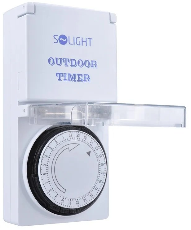 SOLIGHT vonkajšie denný časový spínač 230V/16A/IP44/3500W, biely