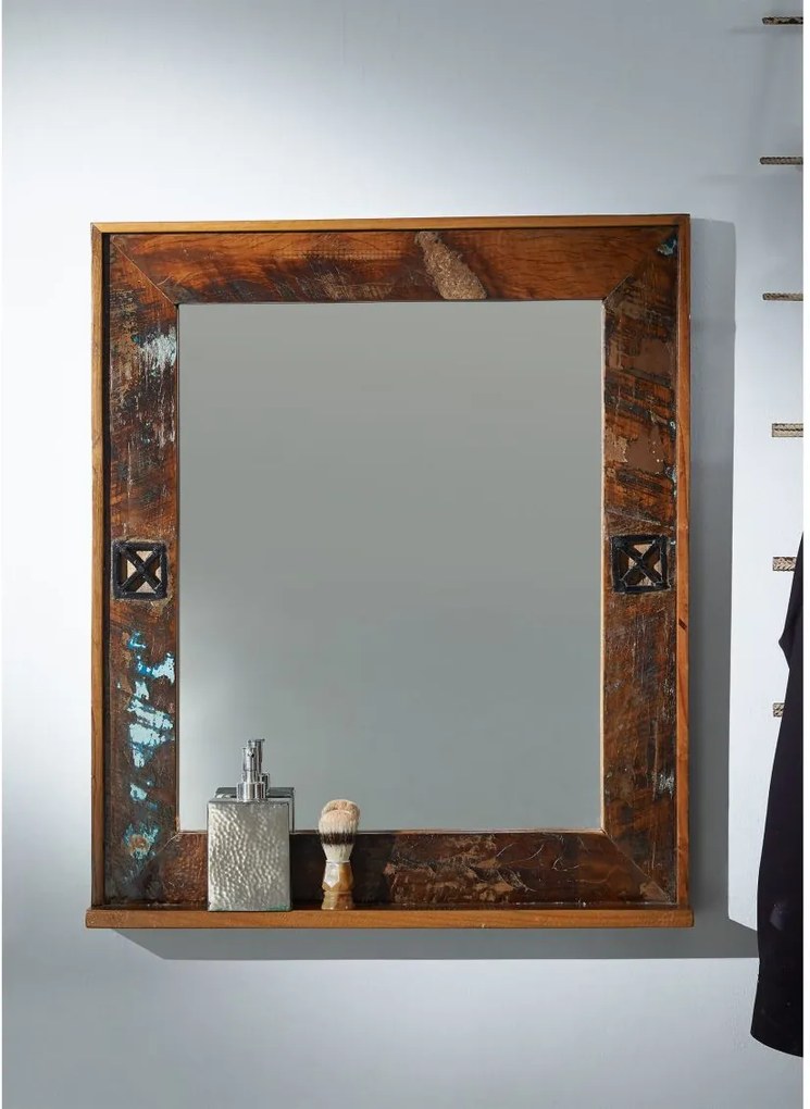 Masiv24 - OLDTIME BAD Zrkadlo 68x79 cm, staré drevo