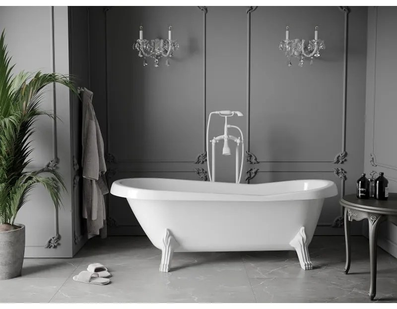 Mexen Retro, voľne stojaca vaňa 170 x 75 cm, biela, biele nohy, 53251707500-20