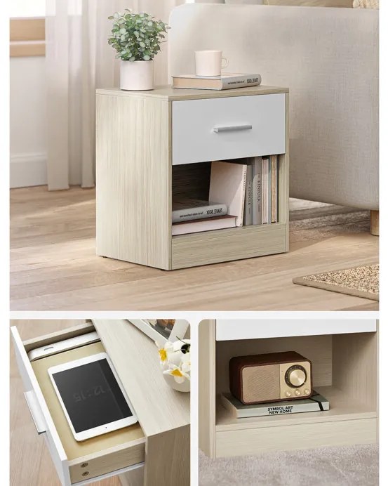 Autronic BONTEC Odkladací stolík 39x28x41cm, mdf, bielený dub, ANT-E1081 BUK Farba: Béžová