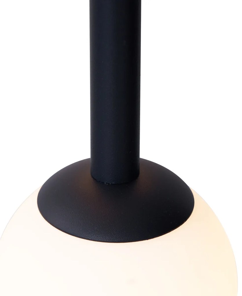 Dizajnové závesné svietidlo čierne s matným sklom 5-svetiel - Vertikálne