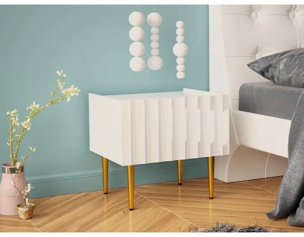 Nočný stolík ARCOS 46x50 cm biela/zlatá