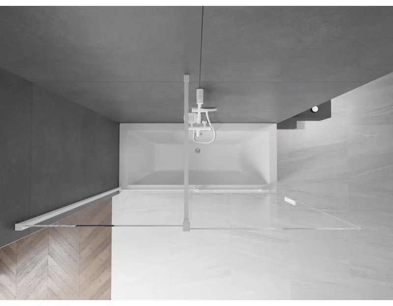 Mexen Velar, 2-krídlová posuvná vaňová zástena 170 x 150 cm, 8mm číre sklo, biely profil, 896-170-000-01-20