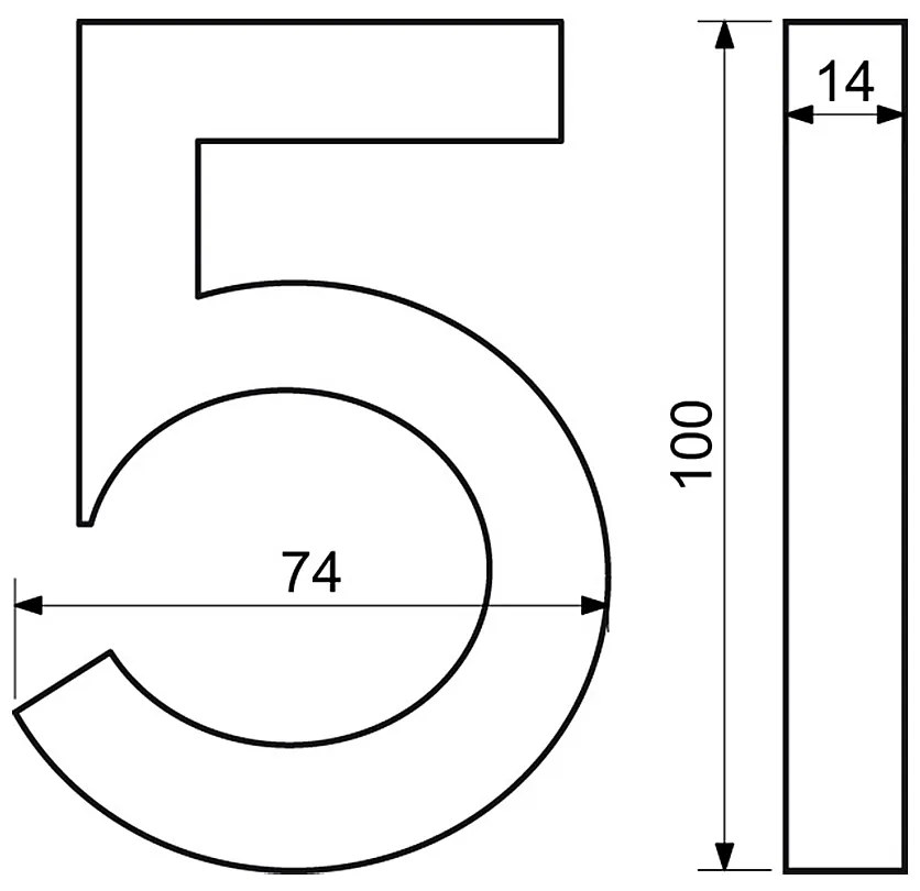Domové čísla RICHTER 3D RN.100LV (HLINÍK), 5, richter stříbná