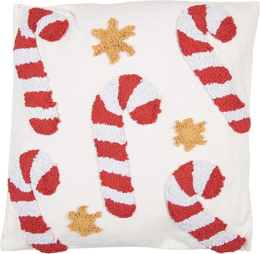 Biely dekoračný vianočný vankúš cukrovej palice Candy Cane – 45*45*4 cm