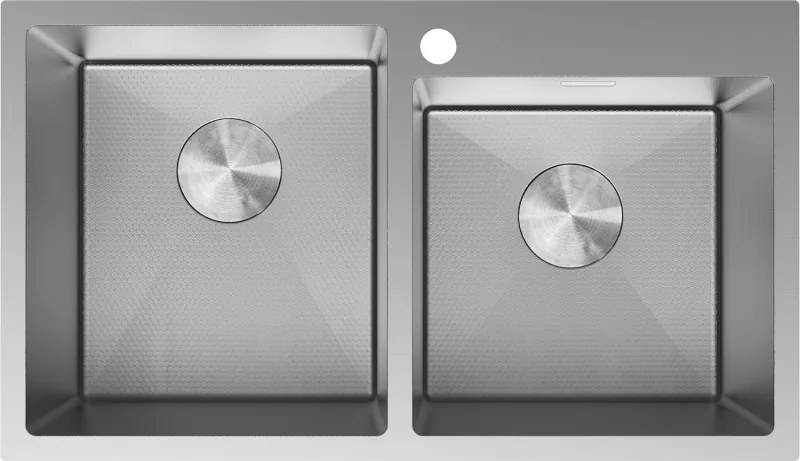 Mexen Xorin, 2-komorový nerezový drez 780 x 450 mm, brúsená oceľ, vzor voština, 6441782000-01HC