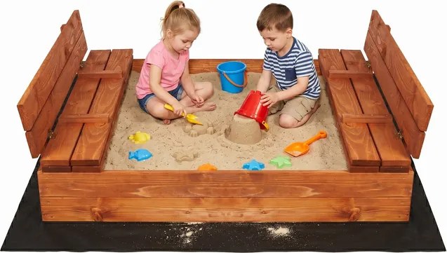 Drevené uzavreté pieskovisko 120x120 cm Springos SB120SET - impregnované
