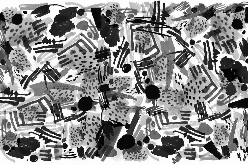 Zaujímavá čiernobiela samolepiaca tapeta abstrakcia v pop art štýle