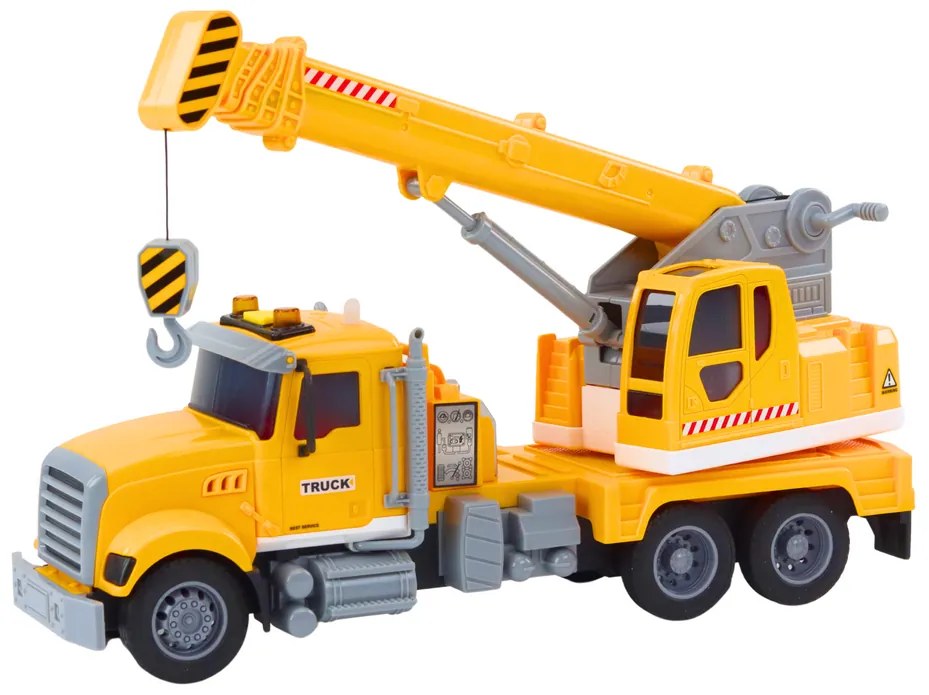 LEAN TOYS Nákladné auto so žeriavom, svetelné a zvukové efekty - žltá