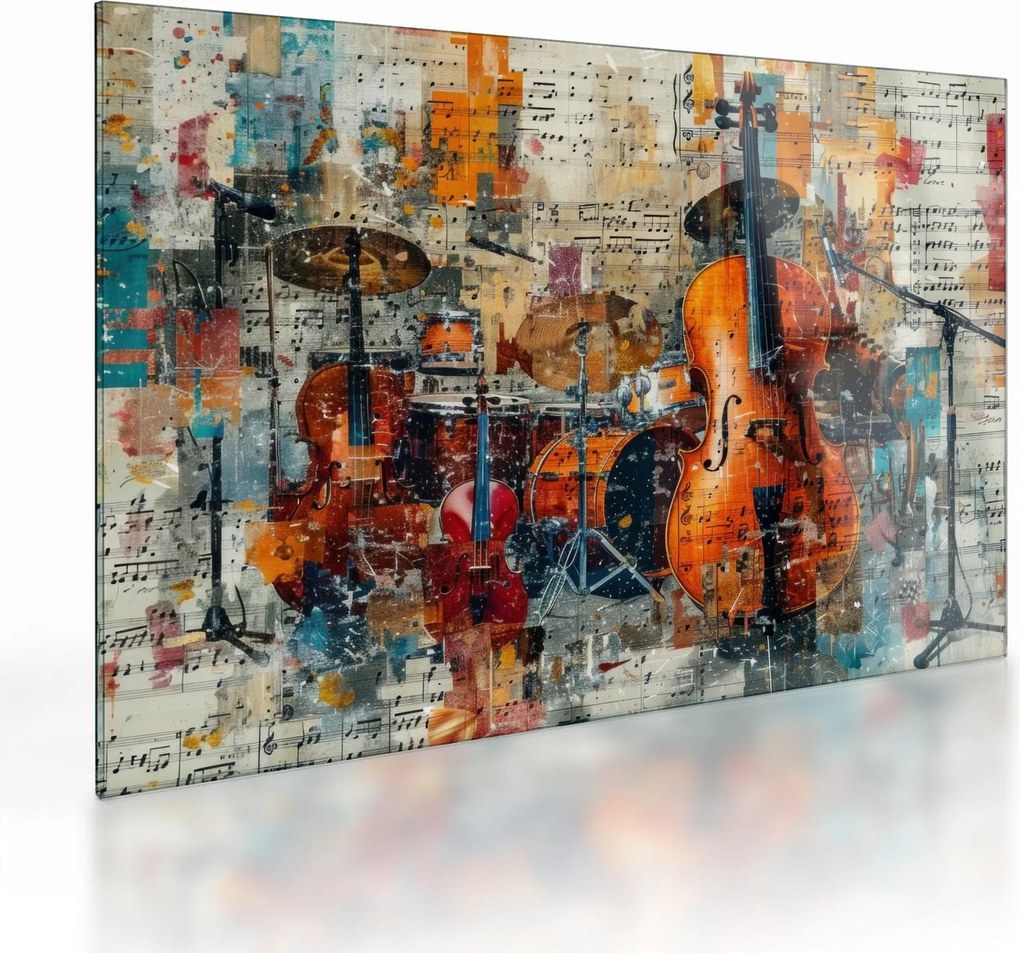 Sklenený obraz - Hudobné nástroje (70x50 cm)