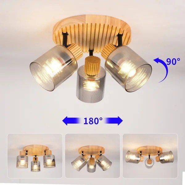 Brilagi - Bodové svietidlo HYGGE 3xE14/15W/230V drevo/dymové