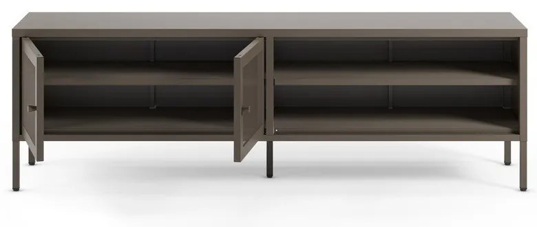 Sivý kovový TV stolík 160x50x35 cm Fayna – Marckeric