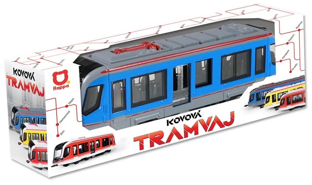Rappa Kovová električka modrá, 20 cm
