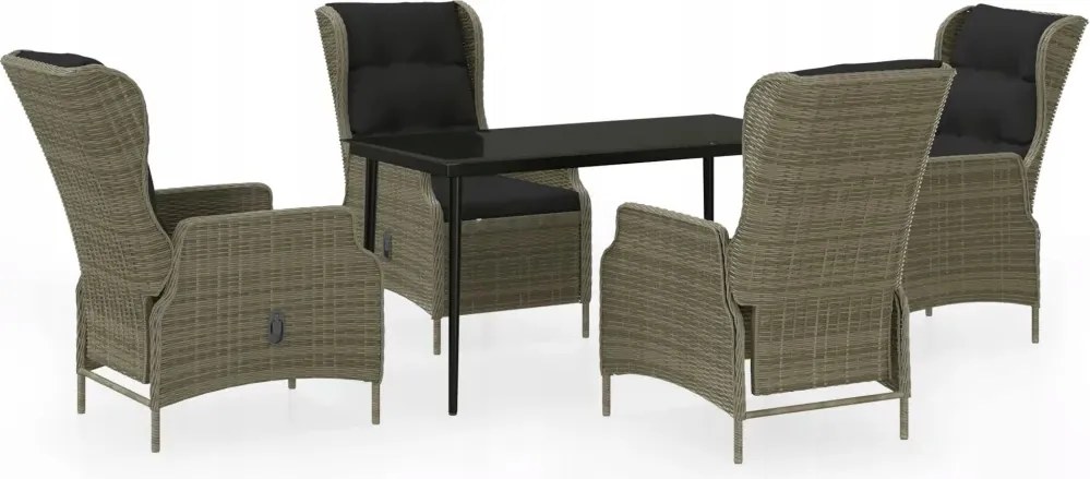 vidaXL 5-dielna sada záhradného nábytku, hnedá