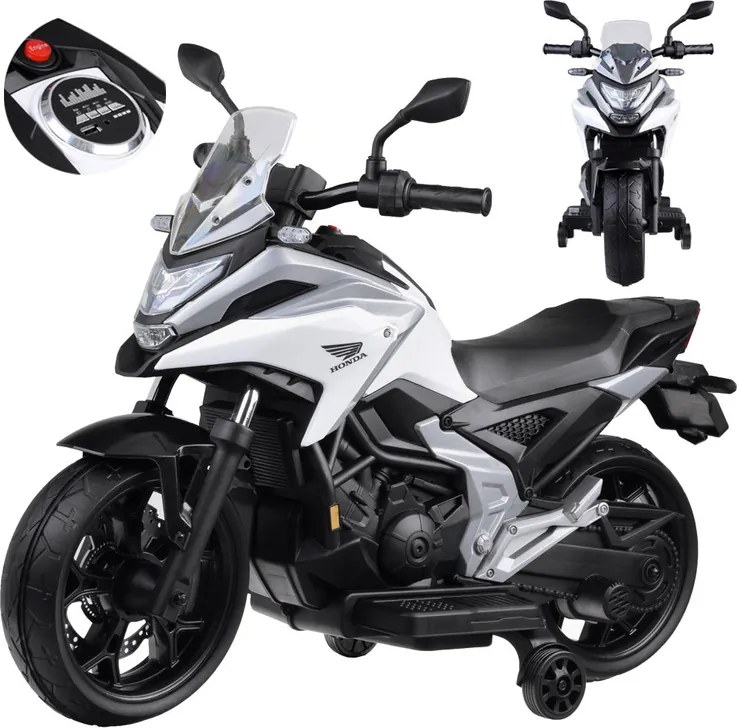 JOKOMISIADA Elektrická motorka na batériu pre deti HONDA NC750X so zvukmi PA0314 biela