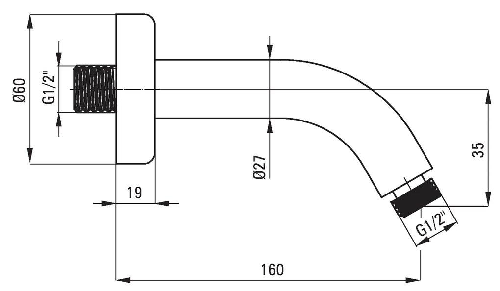 Deante Cascada, univerzálna nástenná sprchová výlevka 160 mm, chrómová, NAC_044K