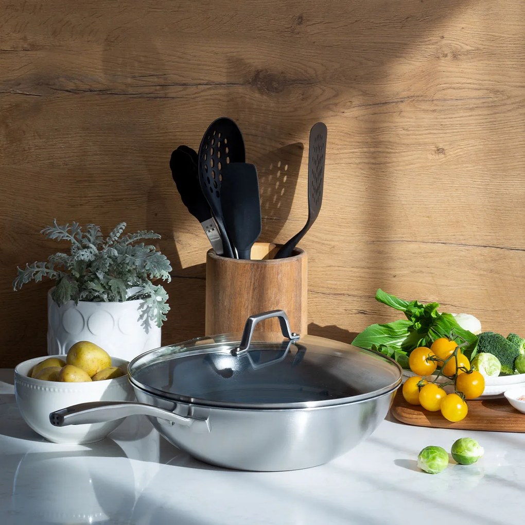 Wok so sklenenou pokrievkou  Ø 30 cm H: 8.5 cm - Sirius Terra Multi-layer Lunasol - 601213