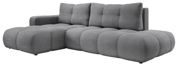 Rozkladacia rohová čalúnená sedacia súprava s úložným priestorom do tvaru L ALMADA ľavá sivá