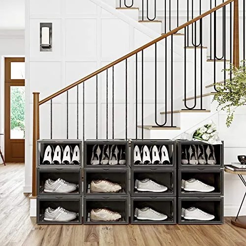 Boxy na topánky, 6 ks, stohovateľné, priehľadné, 22 x 36 x 28 cm