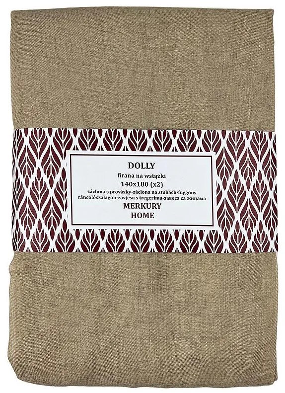 Záclona na stuhách Dolly polyester béžová 140x180 (x2) Merkury Home
