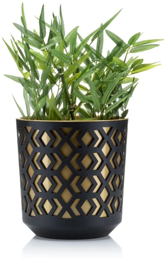 Kvetináč etnický 25x27 cm čierno-zlatý