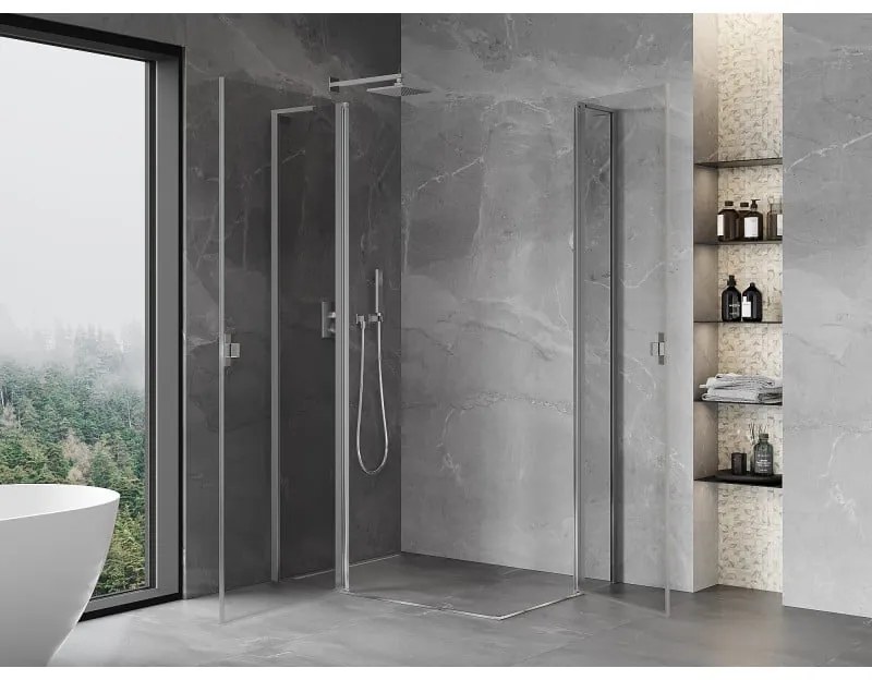 Mexen, Mexen Mist L Duo sklápací sprchový kút 115 x 95 cm, priehľadný, chróm - 8A4L-115-095-01-00