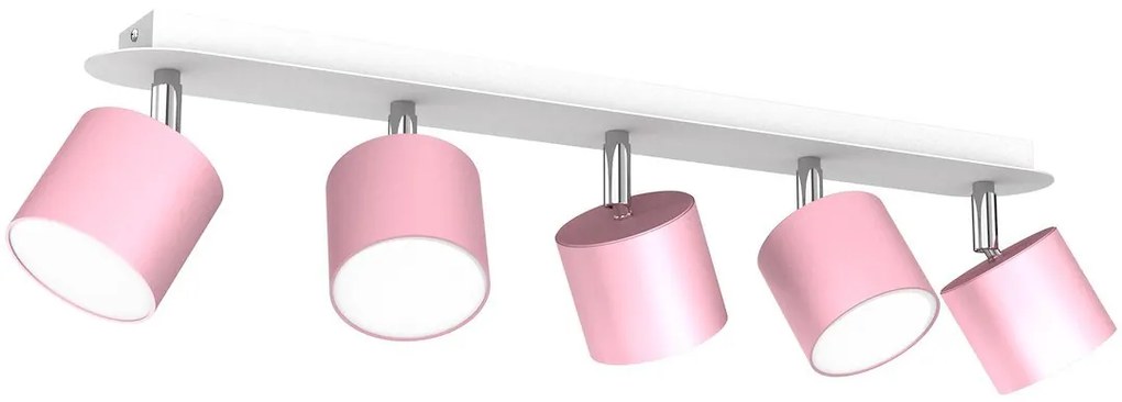 Bodové svietidlo Dixie, 5x ružové kovové tienidlo, w/ch