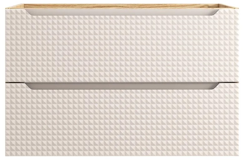 Závesná skrinka Luxor Beige s doskou a umývadlom 120 cm béžová/dub olejovaný