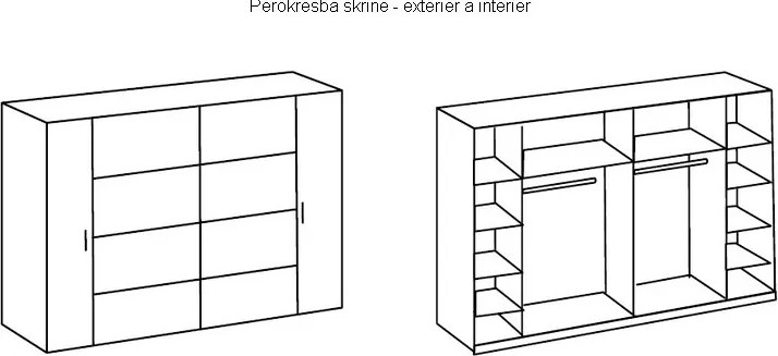 Šatníková skriňa Lotto, 270 cm, dub hickory/antracitová oceľ