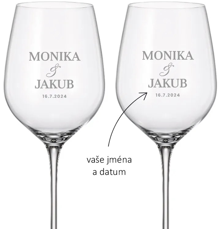 Dekorant Svadobné poháre na biele víno SIMPLE 480 ml 2KS
