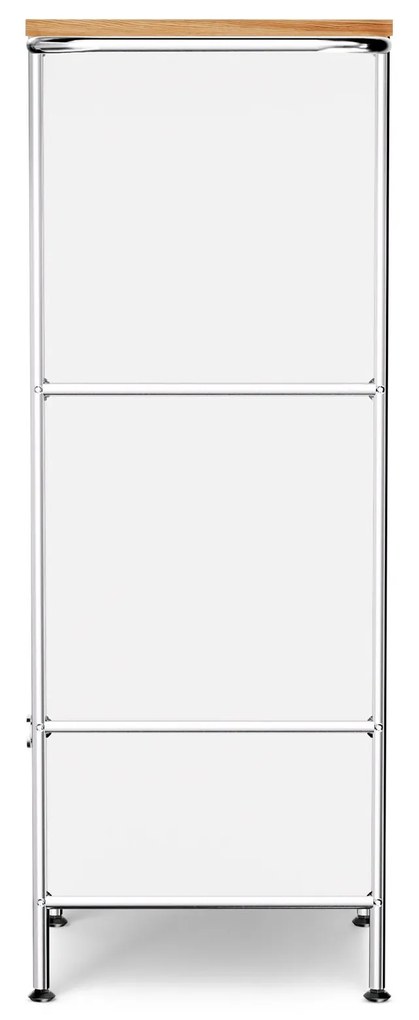 Kovová odkladacia skrinka »CN3« s drevenou doskou, 1 priehradkou a 4 zásuvkami, biela