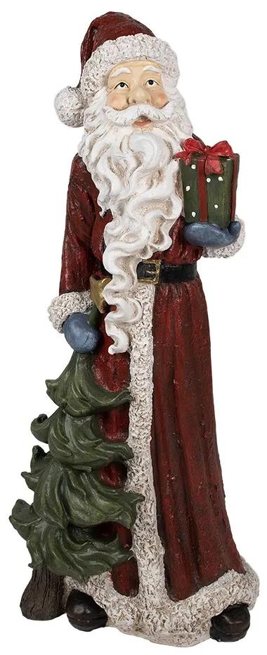 Vianočná dekorácia socha Santa so stromčekom a darčekom - 45*33*104 cm
