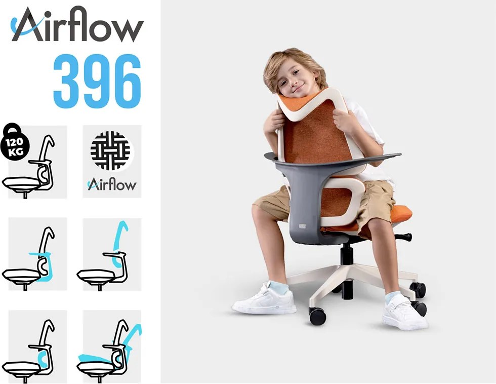 Ergonomická detská stolička MOSH Airflow 396 – oranžová