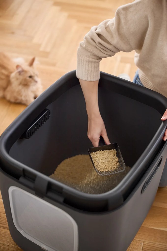 Rotho Mačacia toaleta, krytý záchod pre mačky CAT XXL - čierna