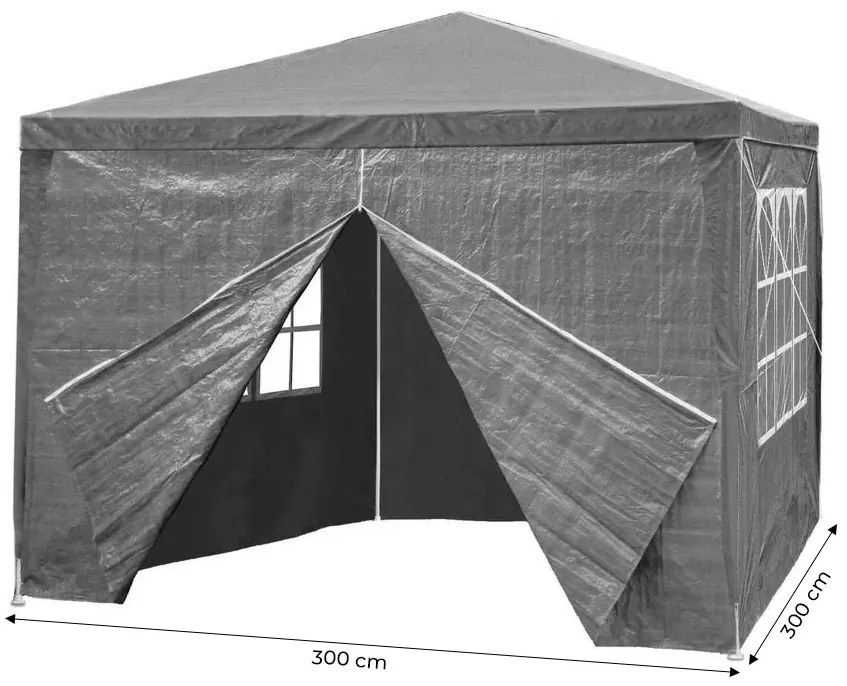 Záhradný altánok 4 steny 3x3 m  - sivá