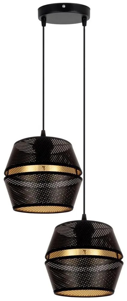 Luster na lanku PARIS 2xE27/60W/230V čierna/zlatá