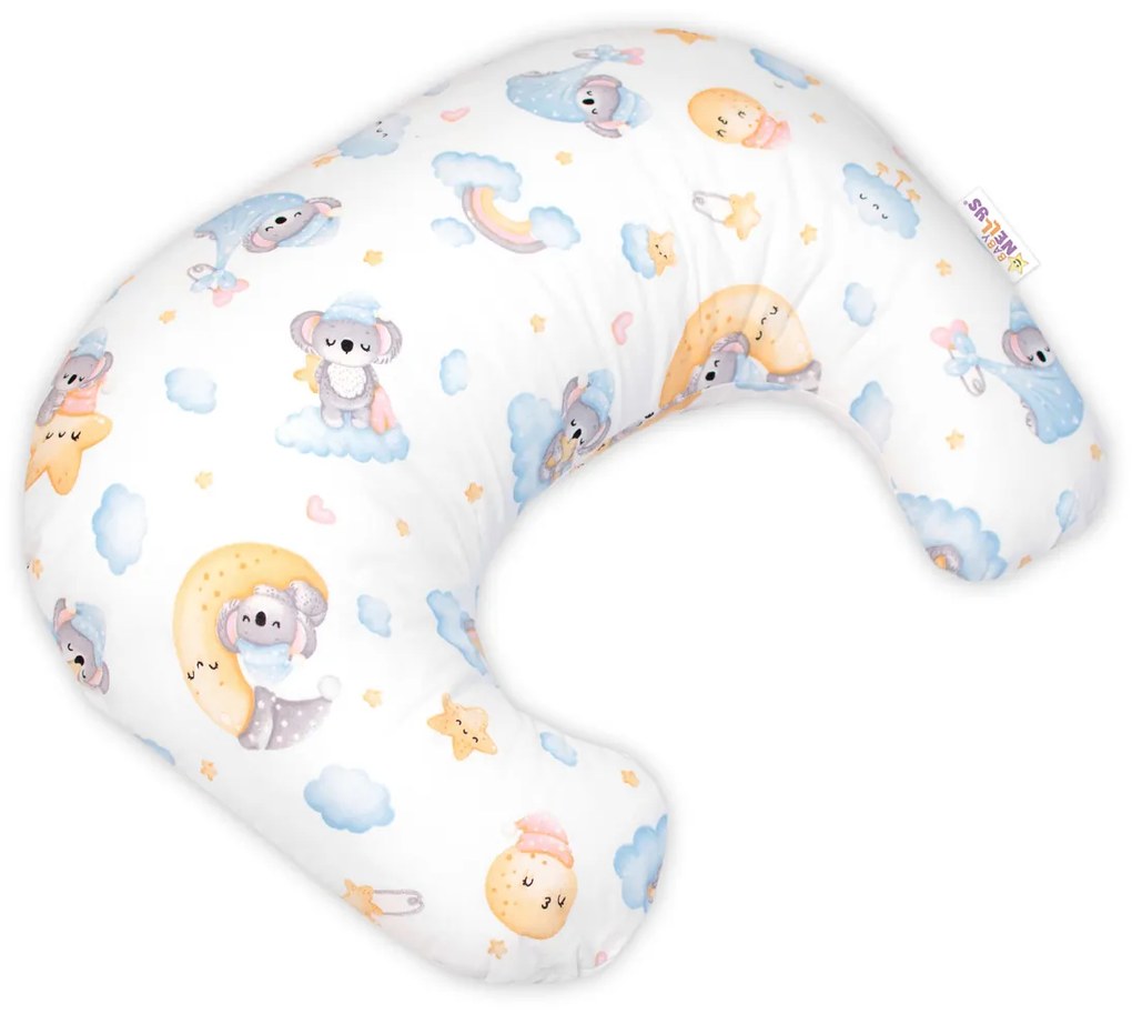 Bavlnený dojčiaci vankúš/podkova Baby Nellys, EPS guličky, Dreams Koala, modrý