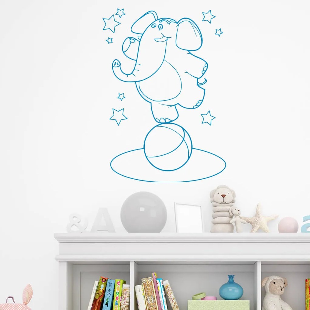 Veselá Stena Samolepka na stenu na stenu Slon akrobat Farba: černá