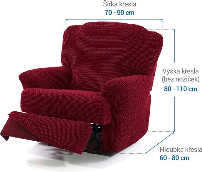 Super strečové poťahy NIAGARA bordó relaxačné kreslo (š. 70 - 90 cm)