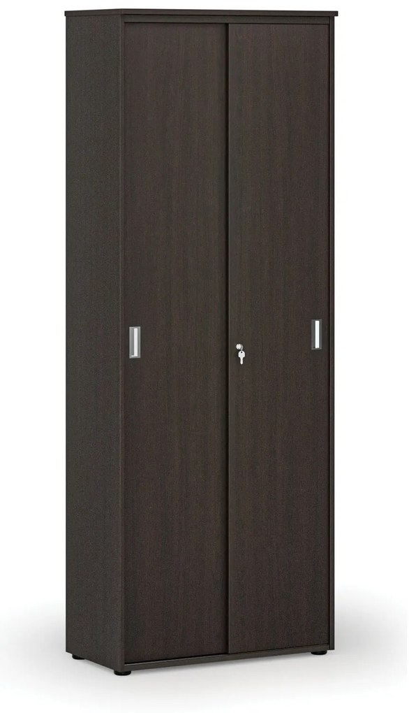 Kancelárska skriňa so zasúvacími dverami PRIMO WOOD, 800 x 420 x 2128 mm, wenge