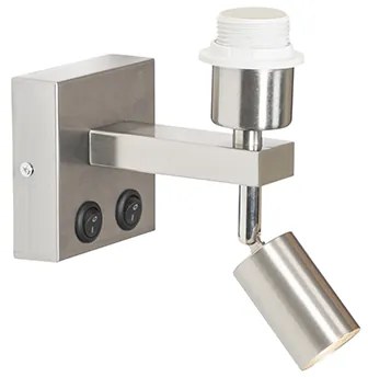 Moderná nástenná lampa oceľ s lampou na čítanie - Brescia