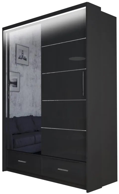 Šatníková skriňa Multi 150, čierná