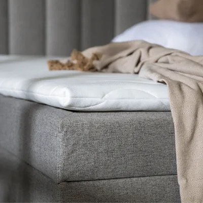 Boxspringová posteľ s topperom sivá PEDRO PU 140x200 cm