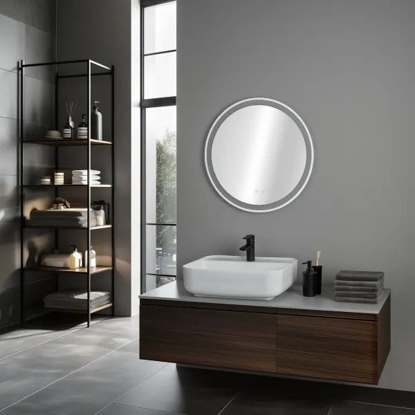 Brilagi-LED stmievateľné kúpeľňové vyhrievané zrkadlo s podsvietením AVA ECO LED/11,5W/230V priemer 60 cm IP44