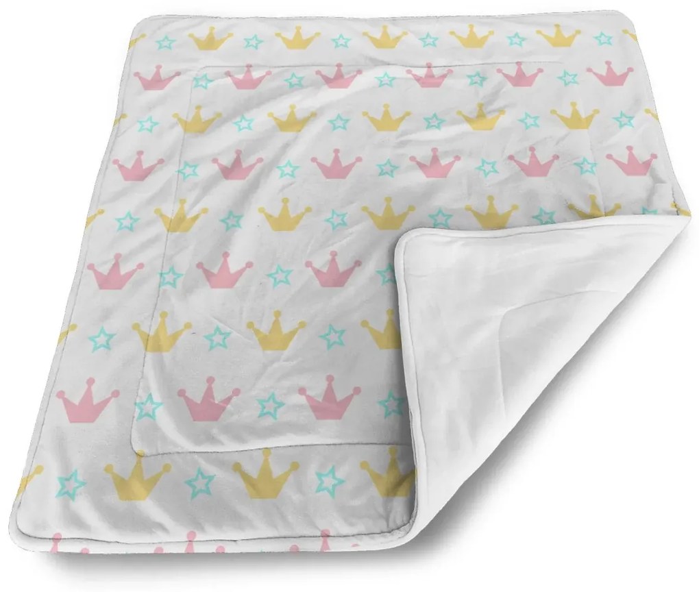 Sablio Deka pre bábätko Ružové korunky na bielej - 80x100 cm