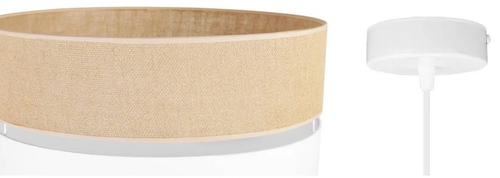 Závesné svietidlo Juta, 1x jutové/biele textilné tienidlo, (fi 40cm), w