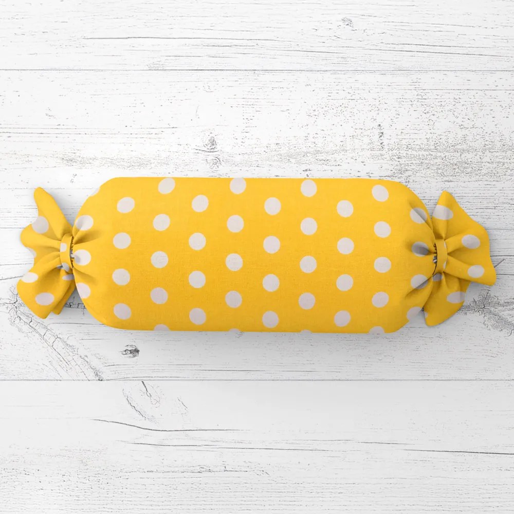 Biante Vankúš valec bonbon Sandra SA-598 Biele bodky na žltom 15x60 cm
